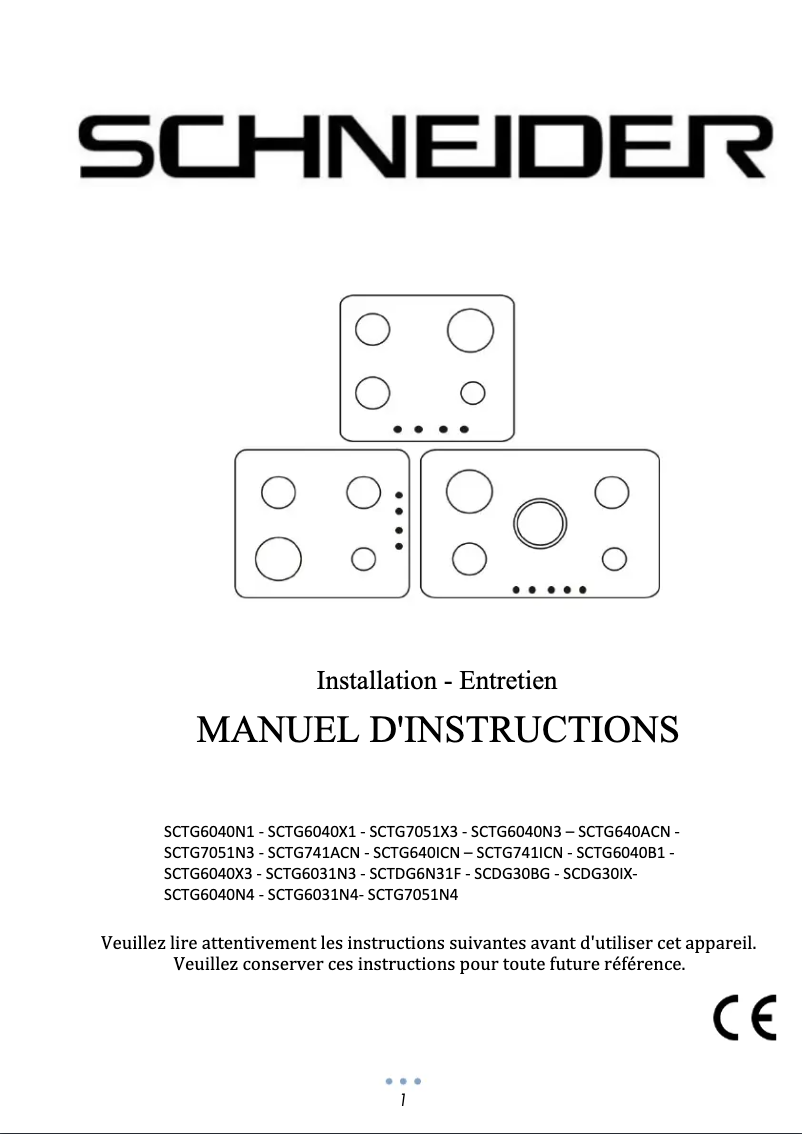 Page 1 de la notice Manuel utilisateur Schneider SCTG6040X1