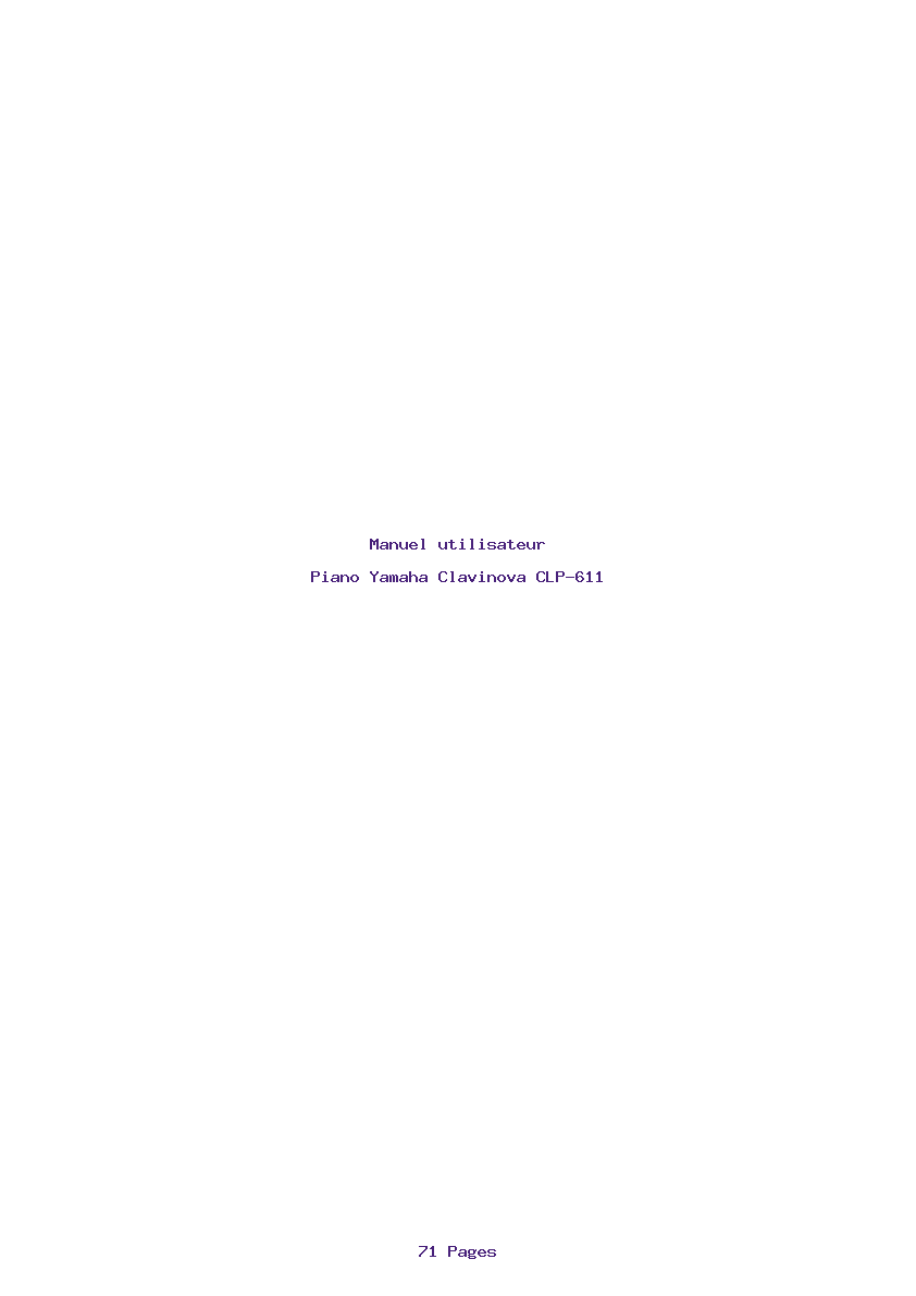 Page 1 de la notice Manuel utilisateur Yamaha Clavinova CLP-611