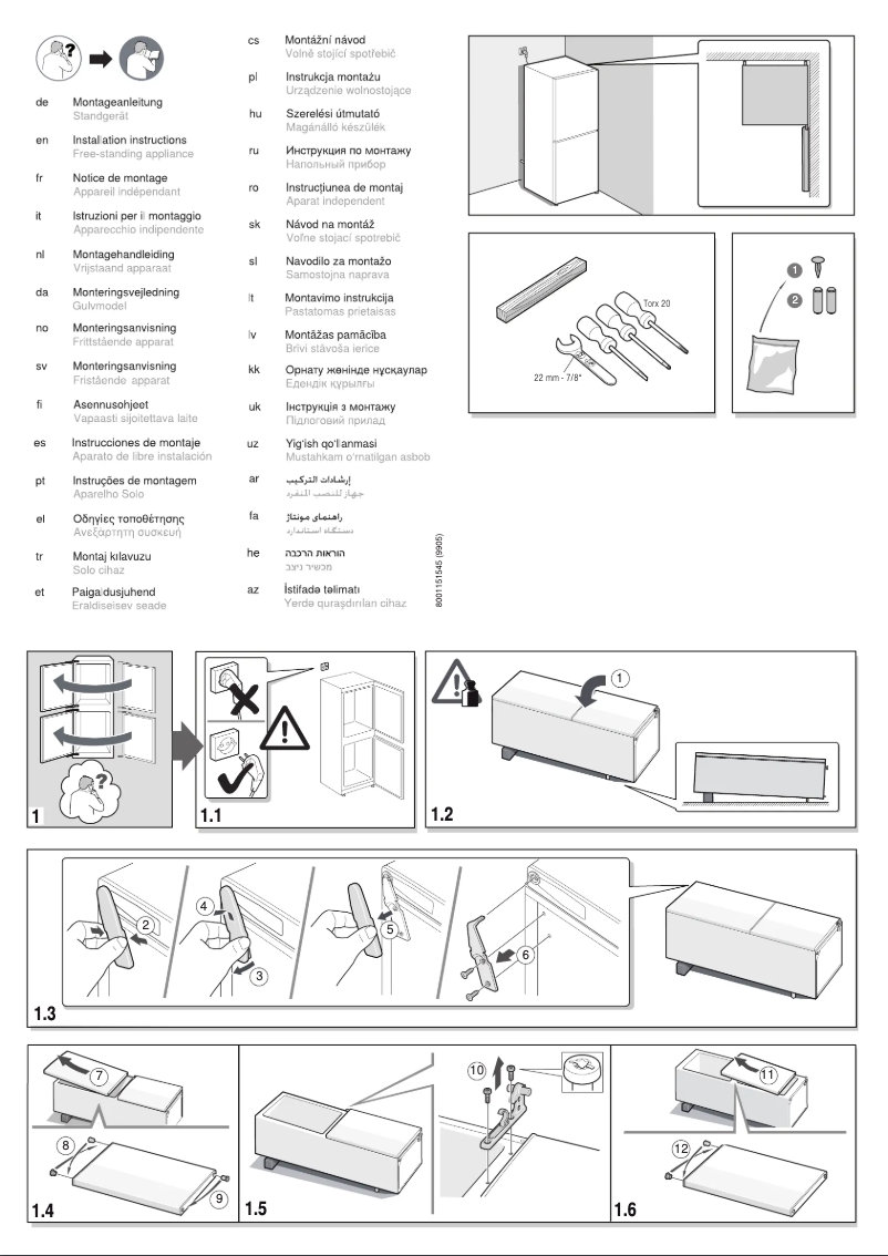 Page 1 of the manual Installation Guide Bosch KGN34NLEA