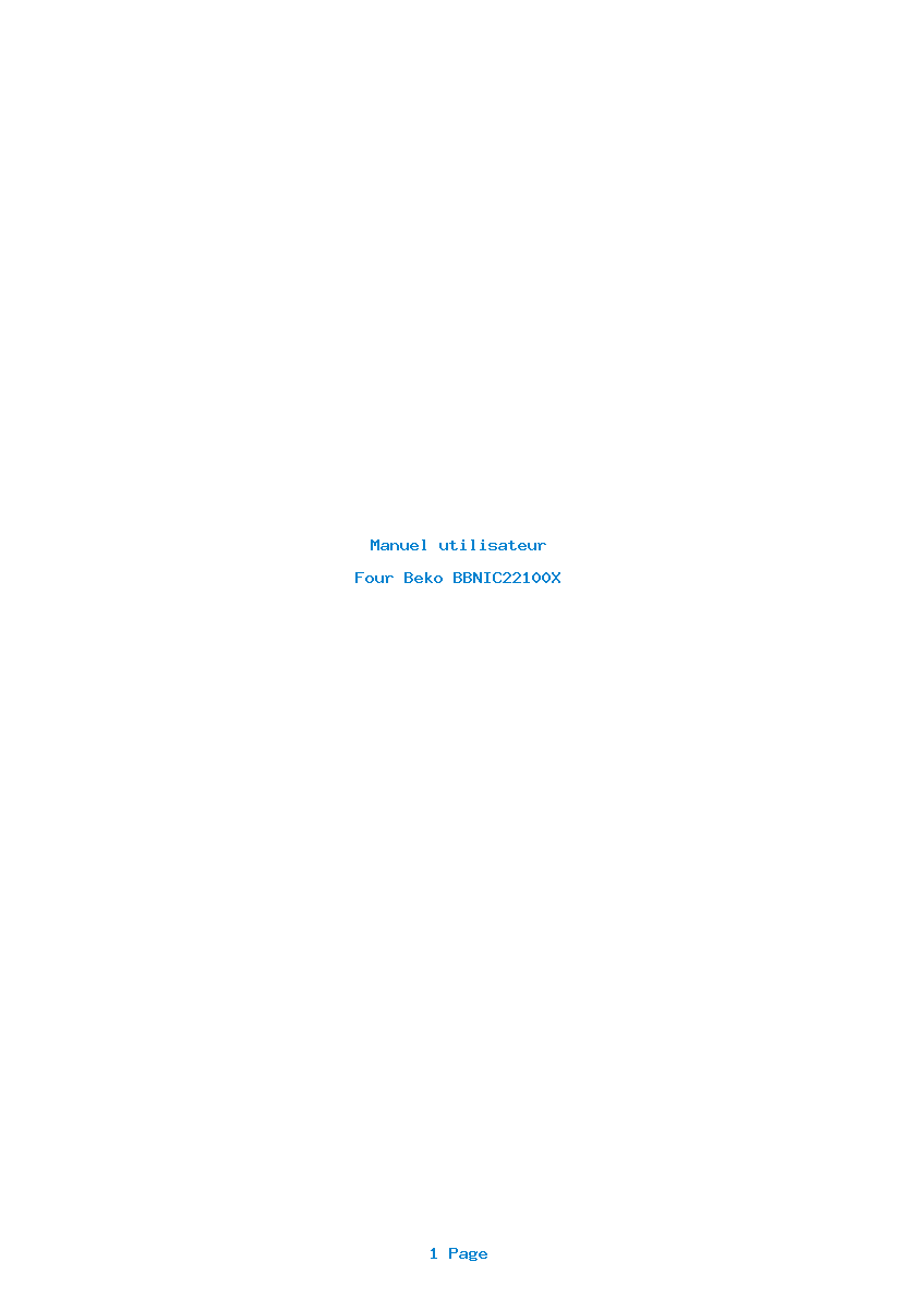 Page 1 de la notice Manuel utilisateur Beko BBNIC22100X