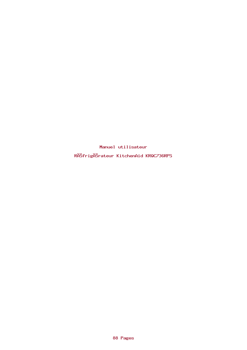 Page 1 de la notice Manuel utilisateur KitchenAid KRQC736RPS