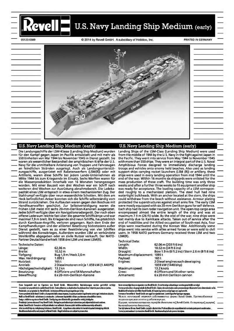 Page 1 de la notice Manuel utilisateur Revell Landing Ship Medium