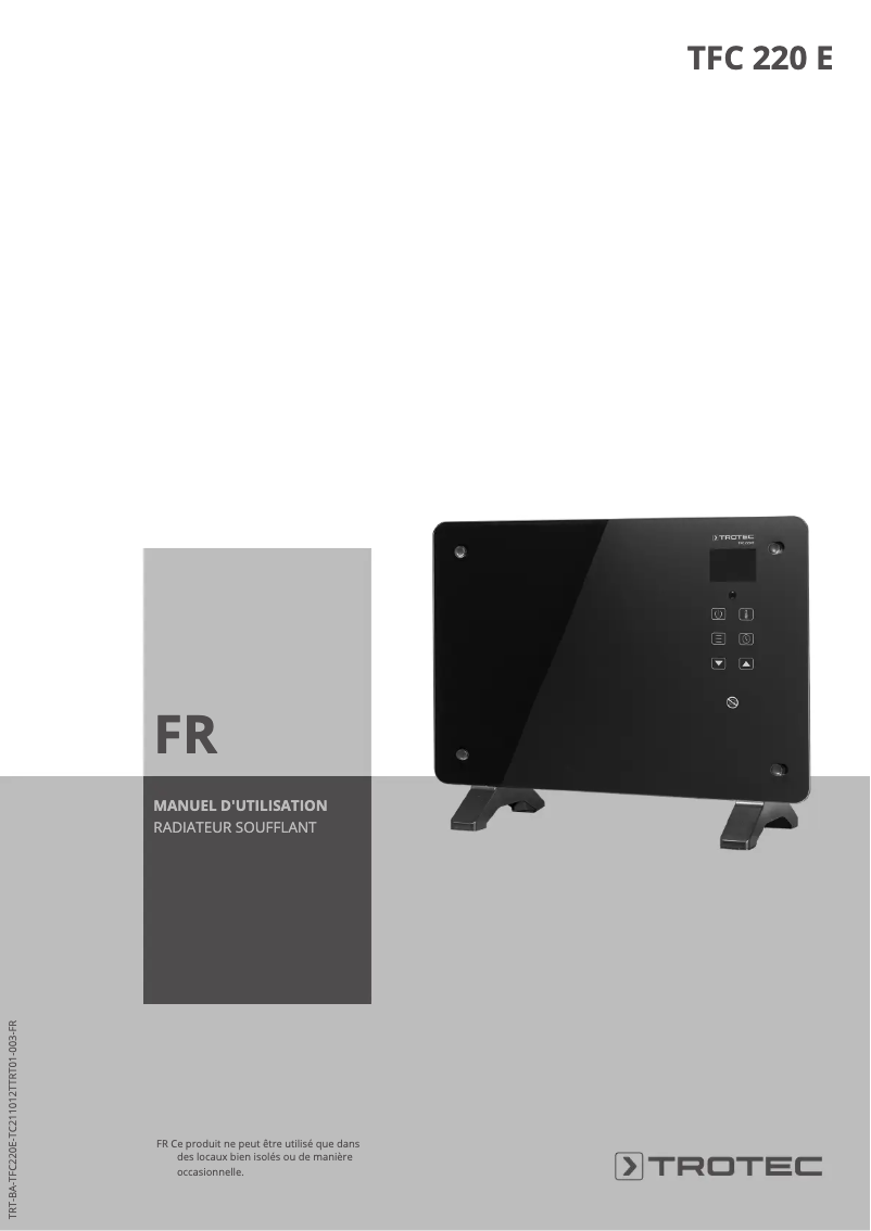 Page 1 de la notice Manuel utilisateur Trotec TFC 220 E