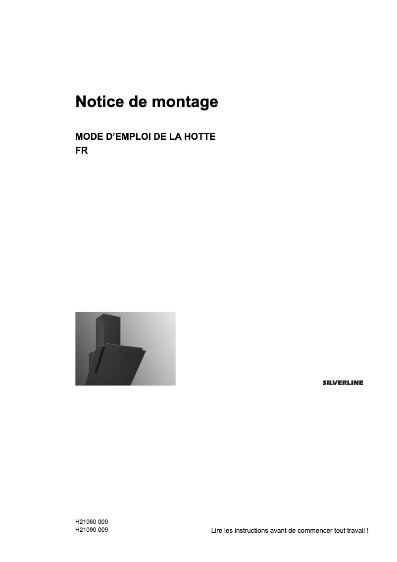 Page 1 de la notice Manuel utilisateur Silverline H21060 009