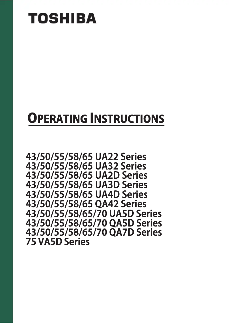 Page 1 de la notice Manuel utilisateur Toshiba 50UA5D63DGY
