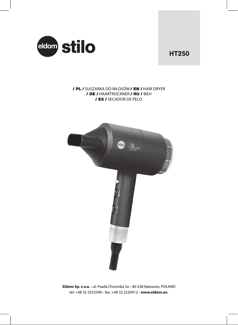 Page 1 of the manual User Manual Eldom Stilo HT250