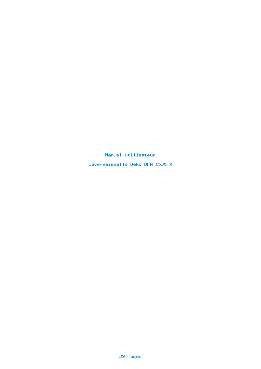 Page 1 de la notice Manuel utilisateur Beko DFN 1530 X