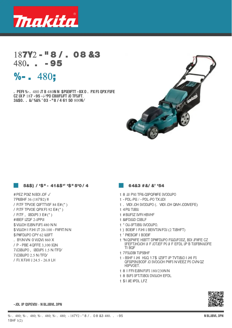 Page 1 de la notice Fiche technique Makita DLM480Z