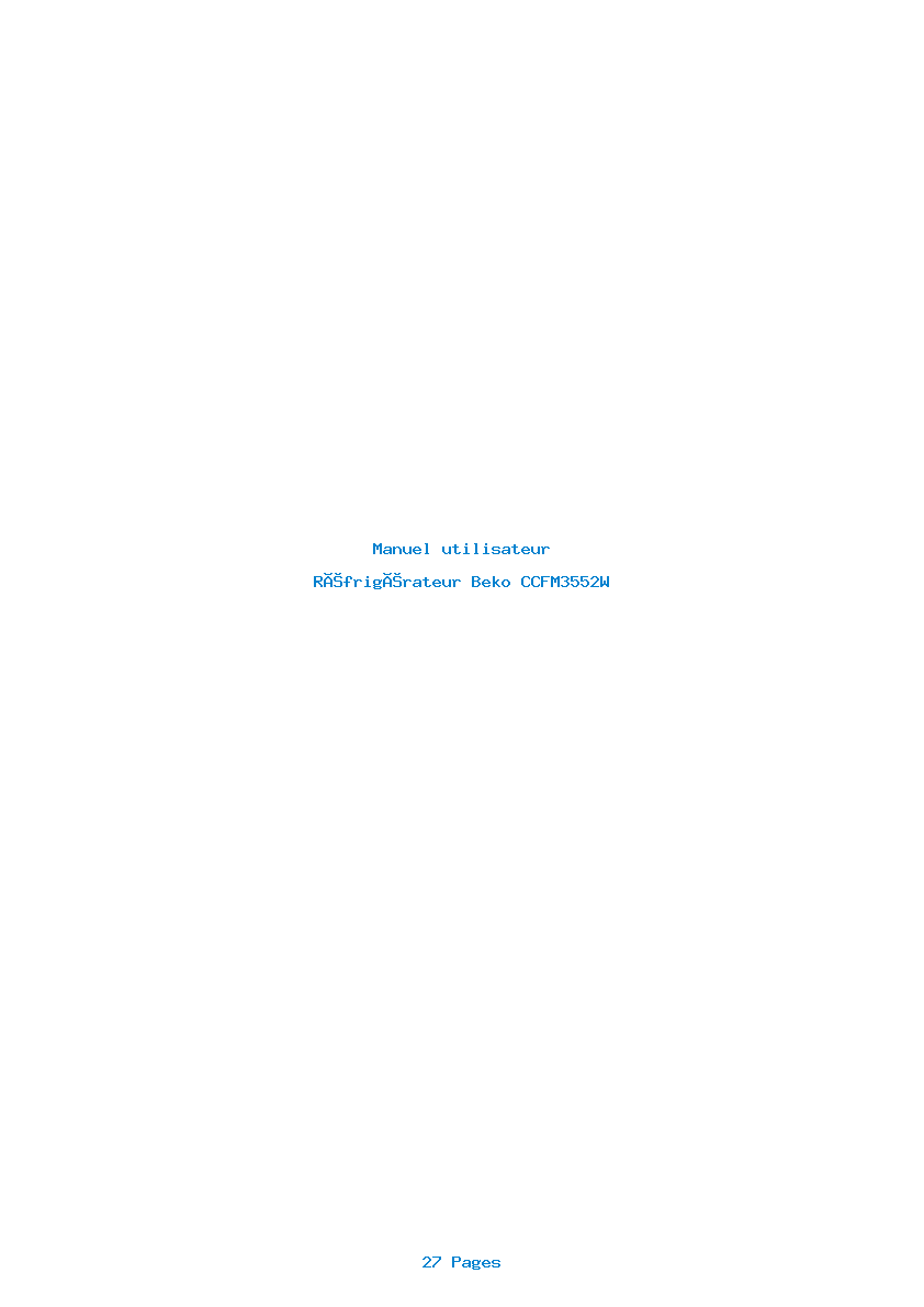 Page 1 de la notice Manuel utilisateur Beko CCFM3552W