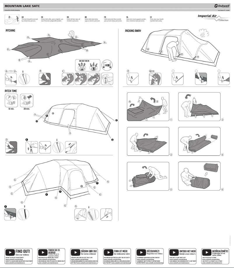 Page 1 de la notice Guide d'installation Outwell Mountain Lake 5ATC
