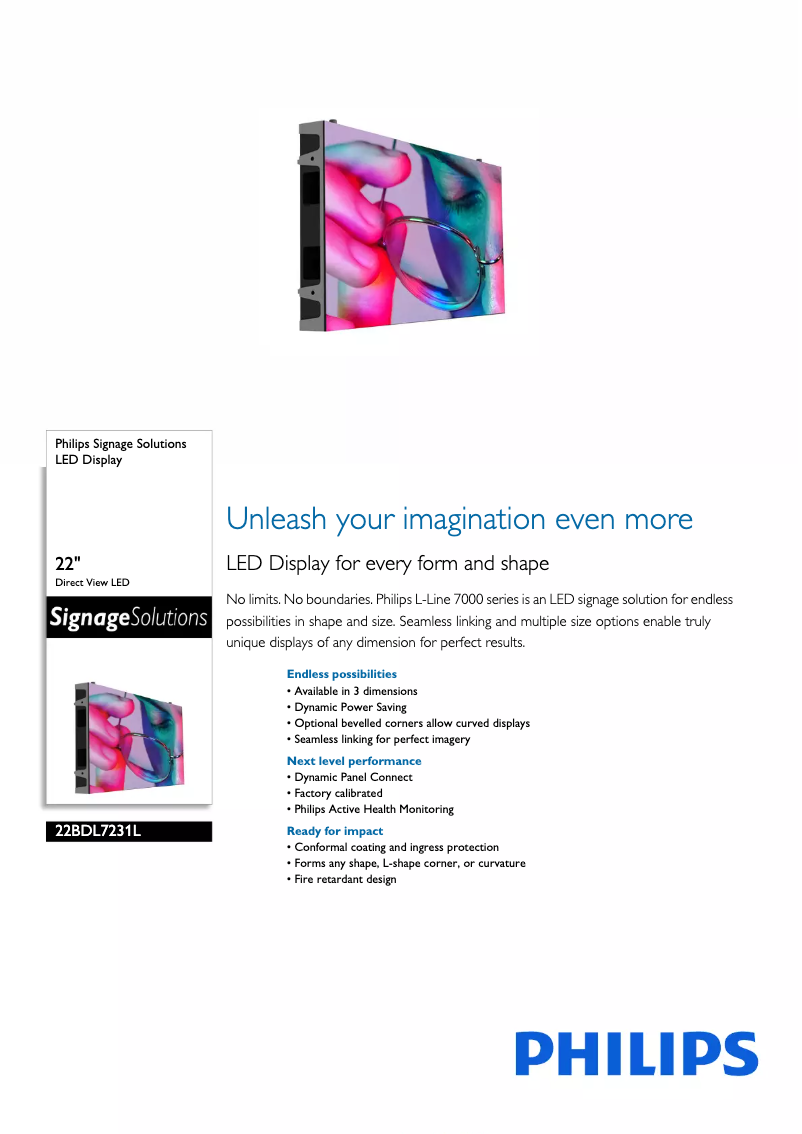Page 1 de la notice Fiche technique Philips 22BDL7231L