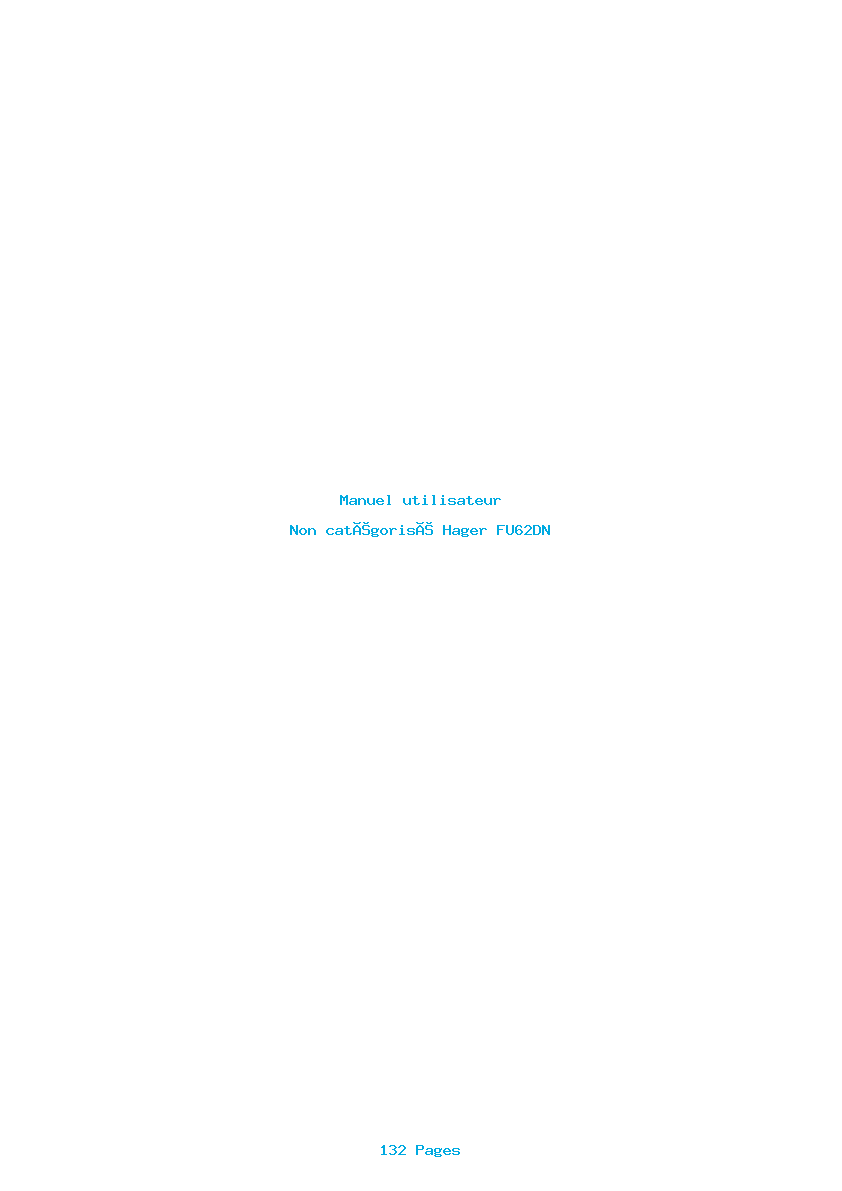 Page 1 de la notice Manuel utilisateur Hager FU62DN