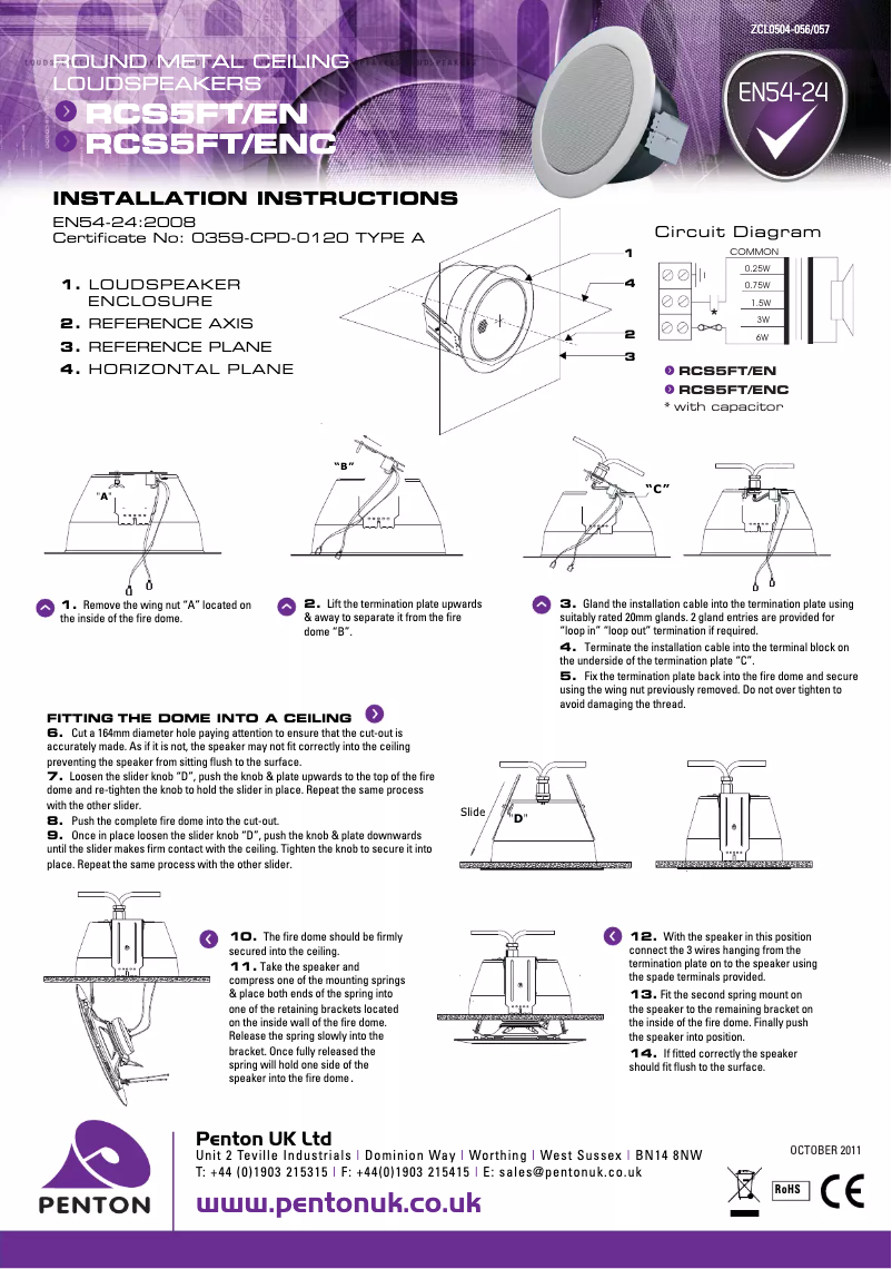 Page 1 de la notice Manuel utilisateur Penton RCS5FT/EN