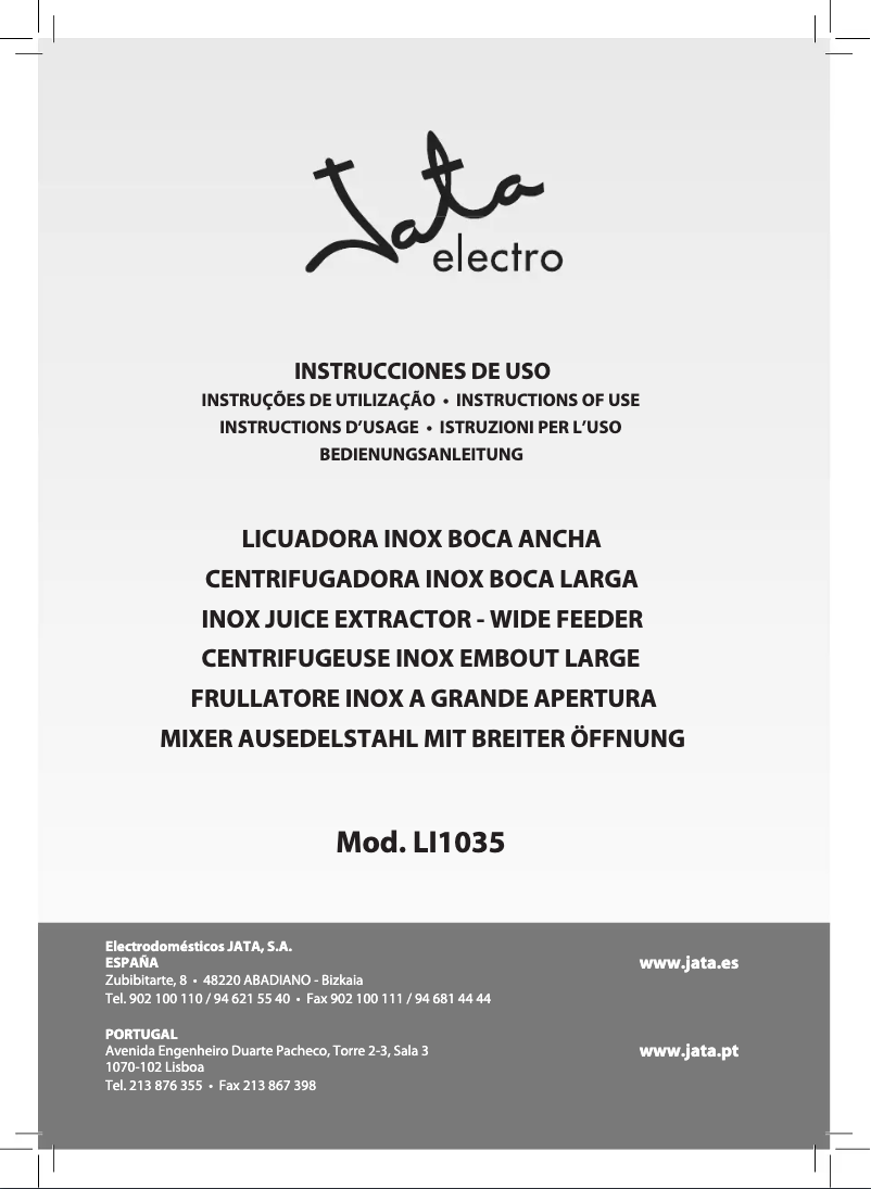 Page 1 de la notice Manuel utilisateur Jata LI1035