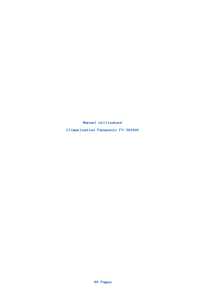Page 1 de la notice Manuel utilisateur Panasonic FY-3015U1