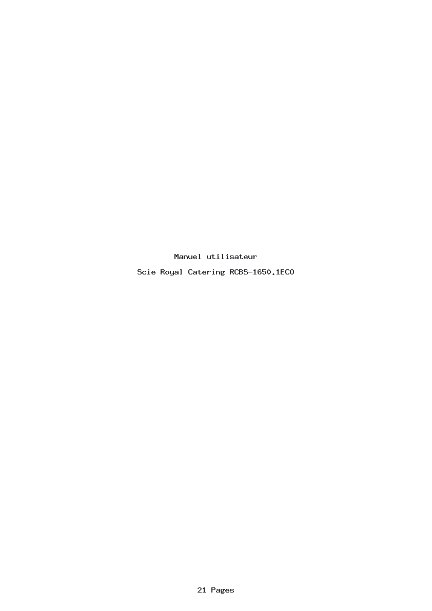 Page 1 de la notice Manuel utilisateur Royal Catering RCBS-1650.1ECO