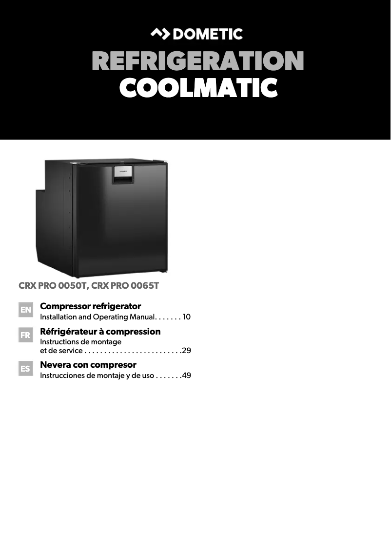 Page 1 de la notice Guide d'installation Dometic CRX Pro 50