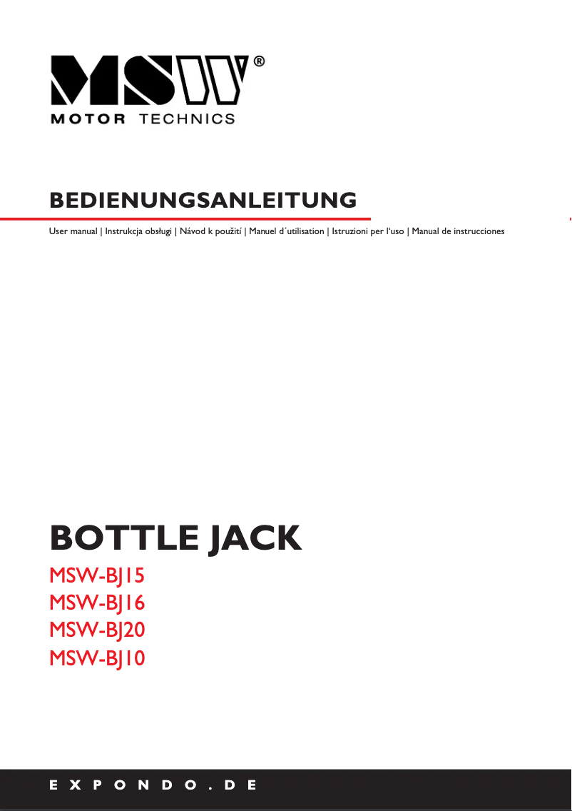 Page 1 de la notice Manuel utilisateur MSW MSW-BJ16