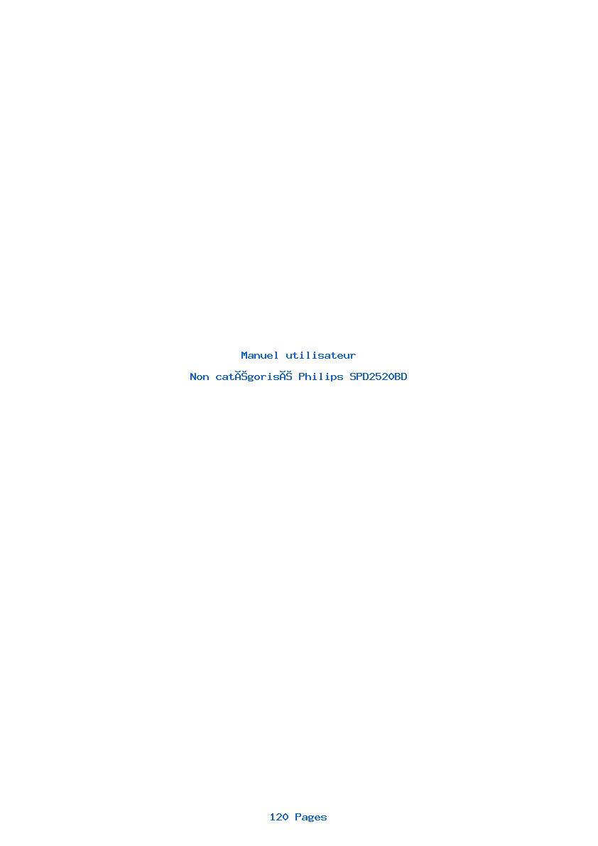 Page 1 de la notice Manuel utilisateur Philips SPD2520BD