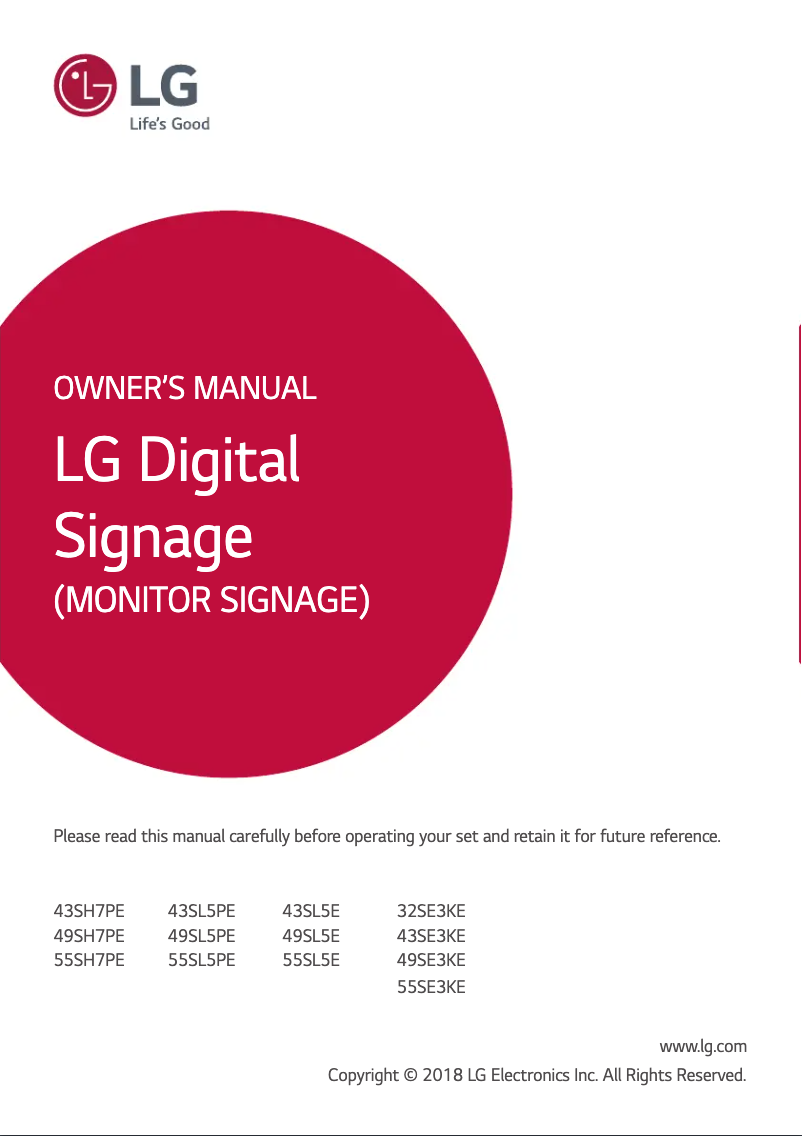 Page 1 de la notice Manuel utilisateur LG 43SL5E