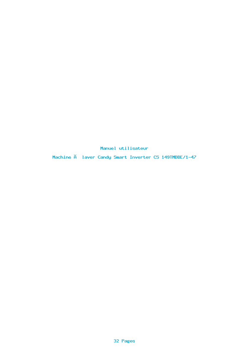 Page 1 de la notice Manuel utilisateur Candy Smart Inverter CS 149TMBBE/1-47