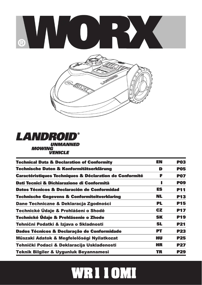 Page 1 de la notice Manuel utilisateur Worx Landroid S WR110MI