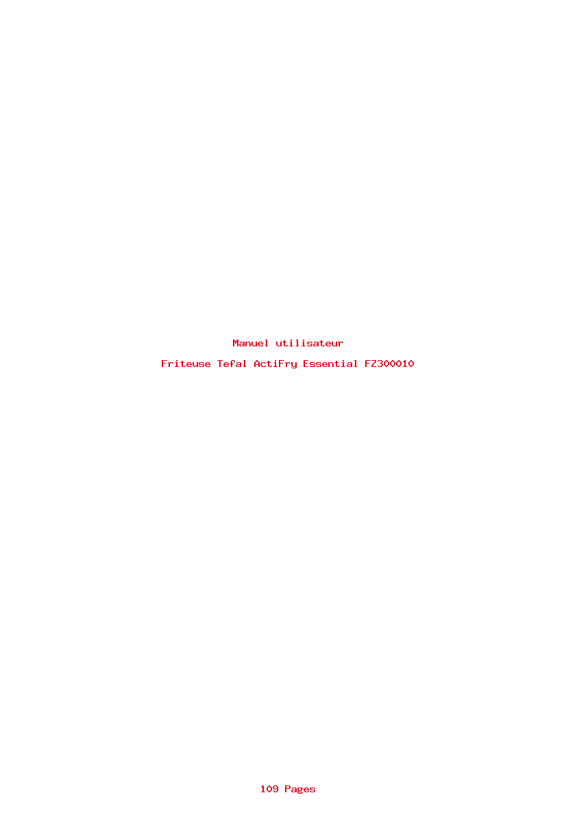 Page 1 de la notice Manuel utilisateur Tefal ActiFry Essential FZ300010