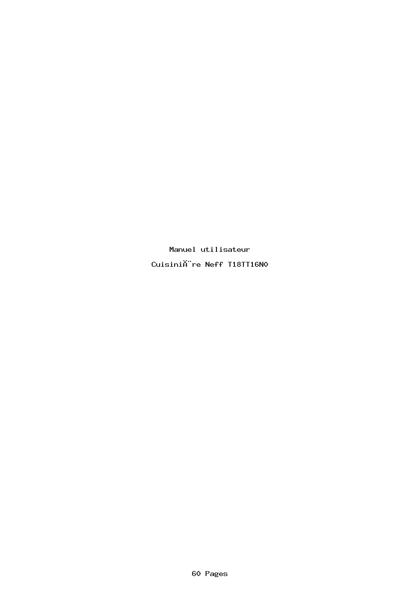 Page 1 de la notice Manuel utilisateur Neff T18TT16N0