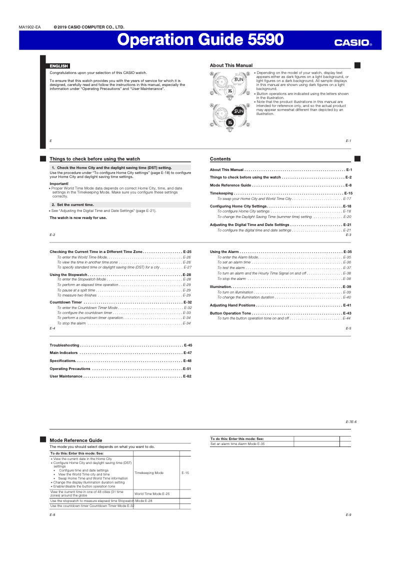 Page 1 de la notice Manuel utilisateur Casio G-Shock GA-2000-3A
