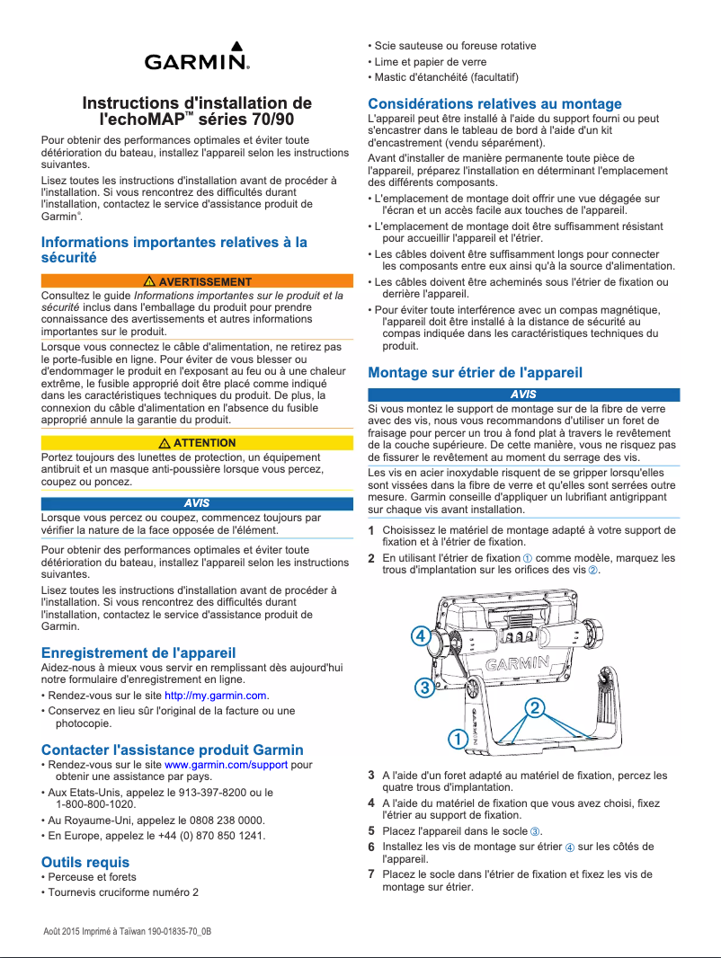 Página 1 del manual Guía de instalación Garmin echoMAP 95sv