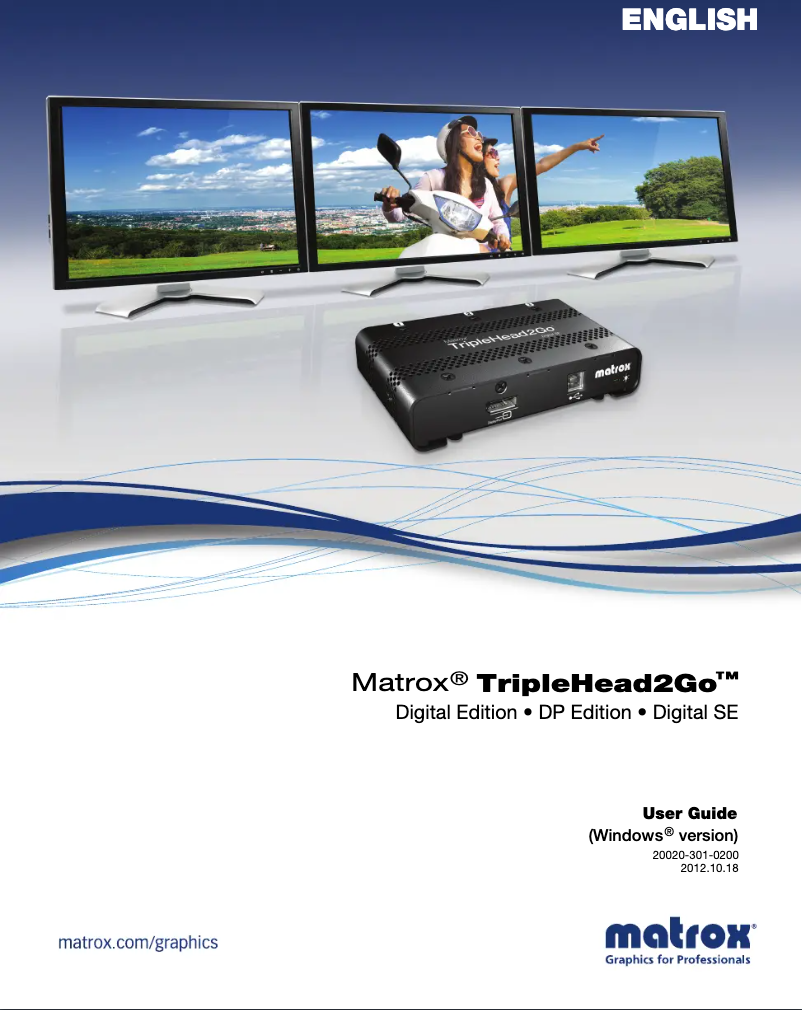 Page 1 de la notice Manuel utilisateur Matrox TripleHead2Go