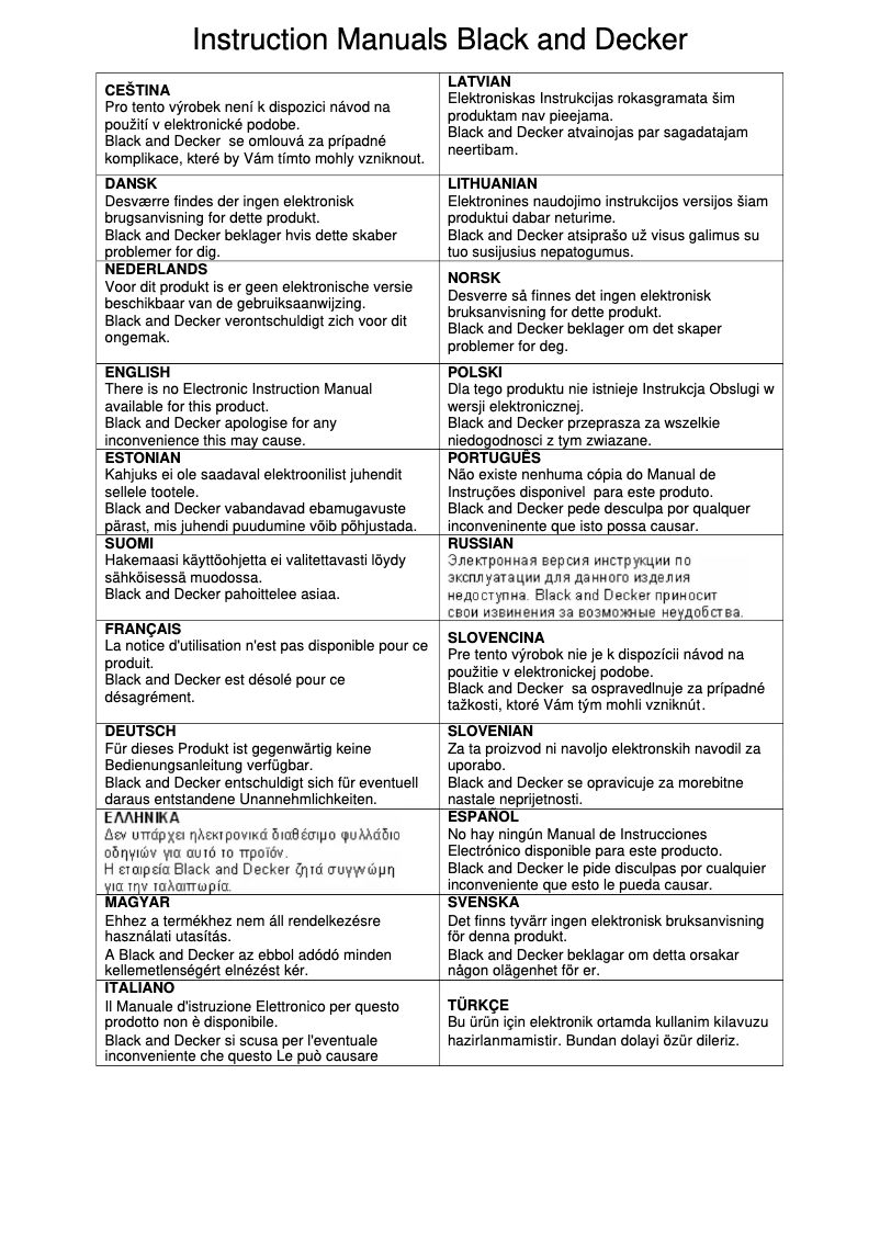 Page 1 de la notice Manuel utilisateur Black & Decker GL325