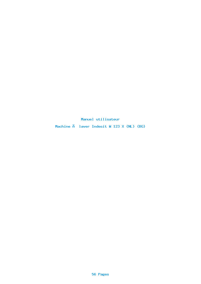 Page 1 de la notice Manuel utilisateur Indesit W 123 X (NL) (BG)