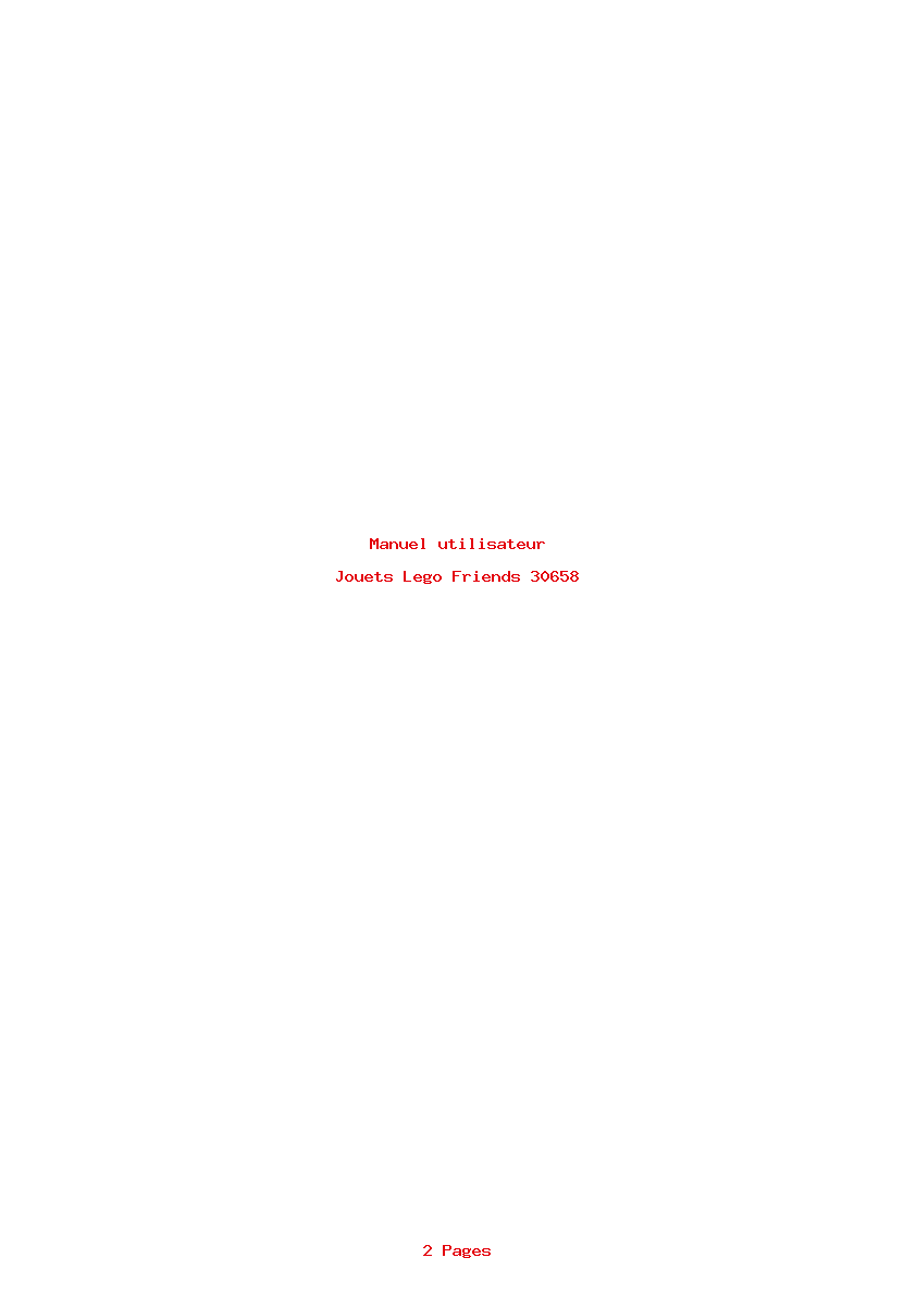 Page 1 de la notice Manuel utilisateur Lego Friends 30658