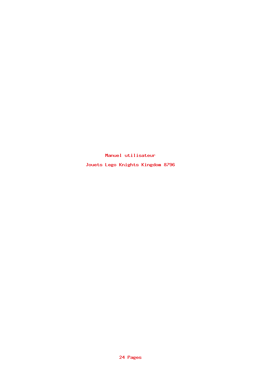 Page 1 de la notice Manuel utilisateur Lego Knights Kingdom 8796