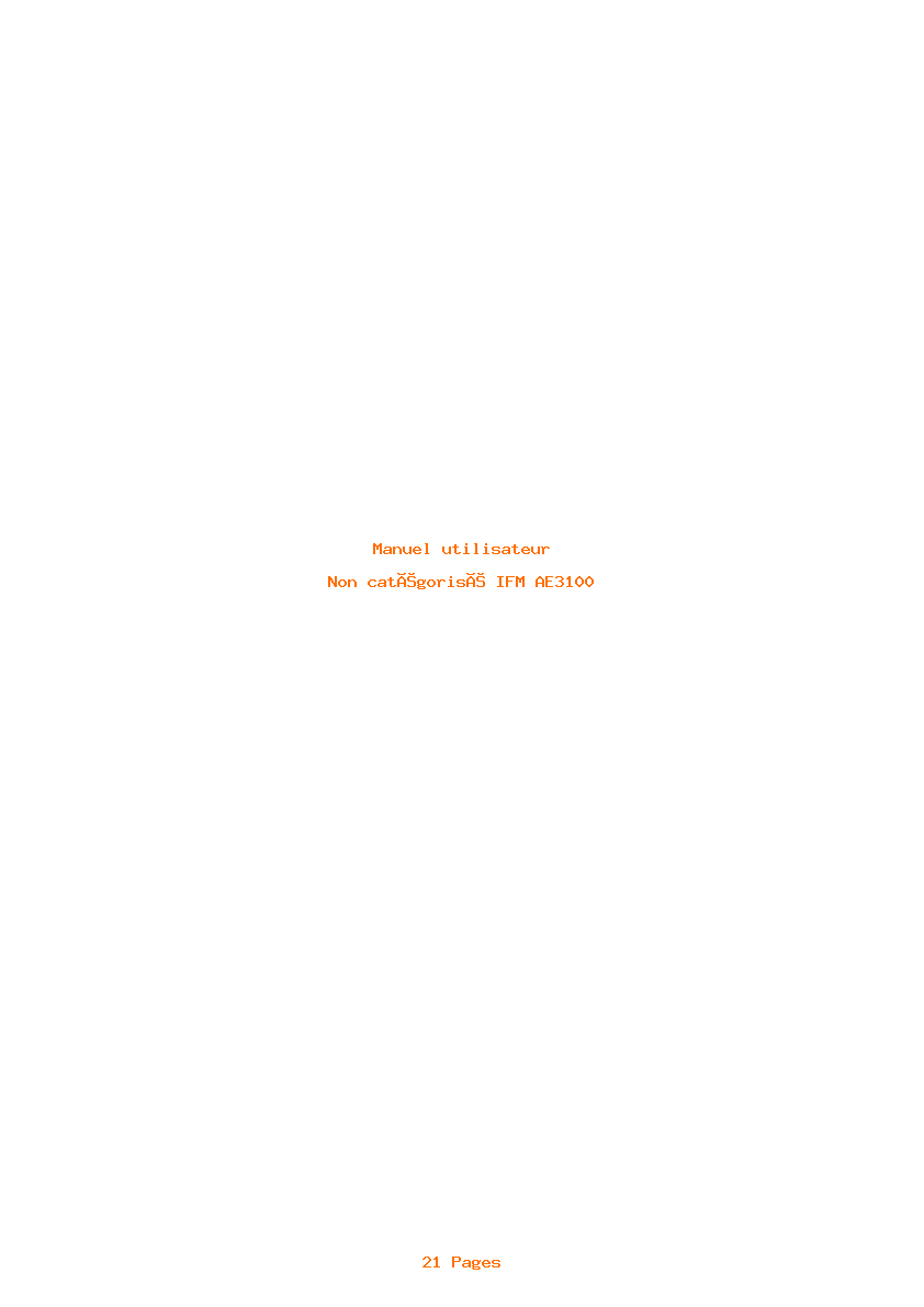 Page 1 de la notice Manuel utilisateur IFM AE3100