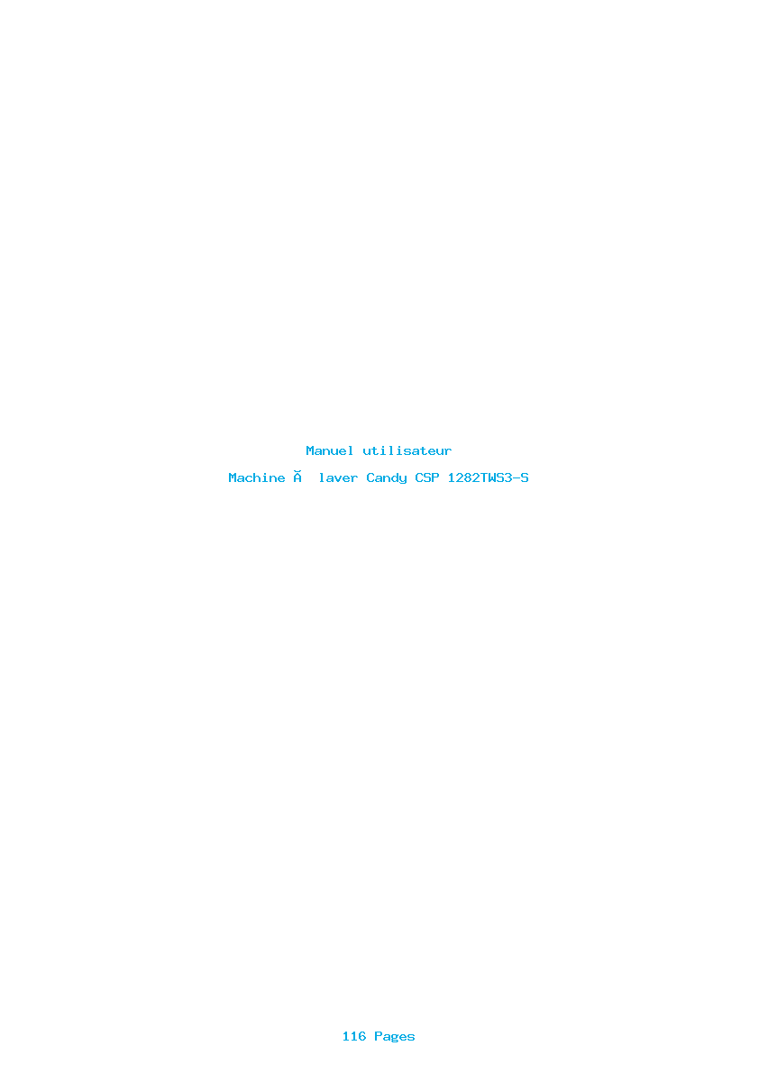 Page 1 de la notice Manuel utilisateur Candy CSP 1282TWS3-S