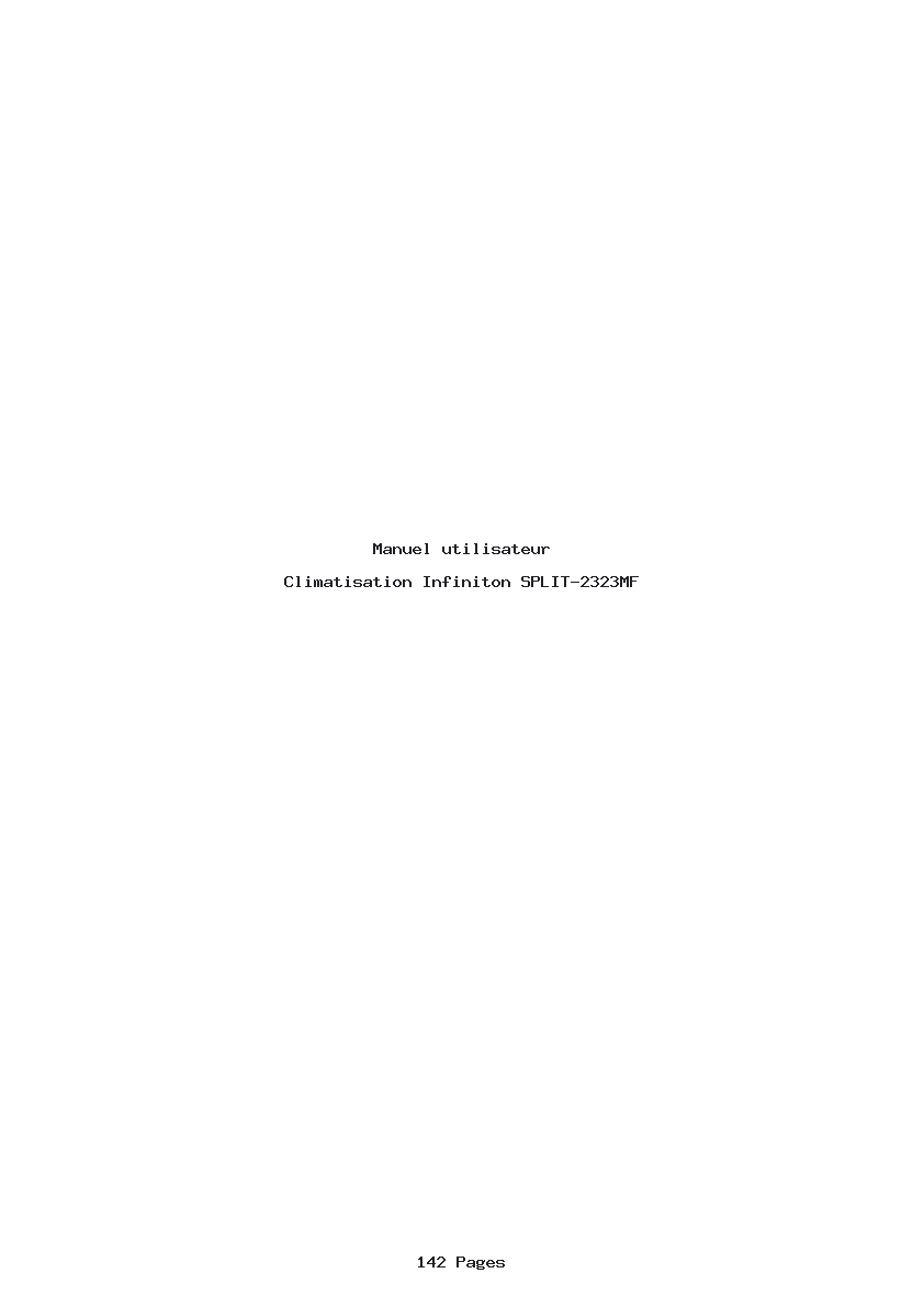 Page 1 de la notice Manuel utilisateur Infiniton SPLIT-2323MF