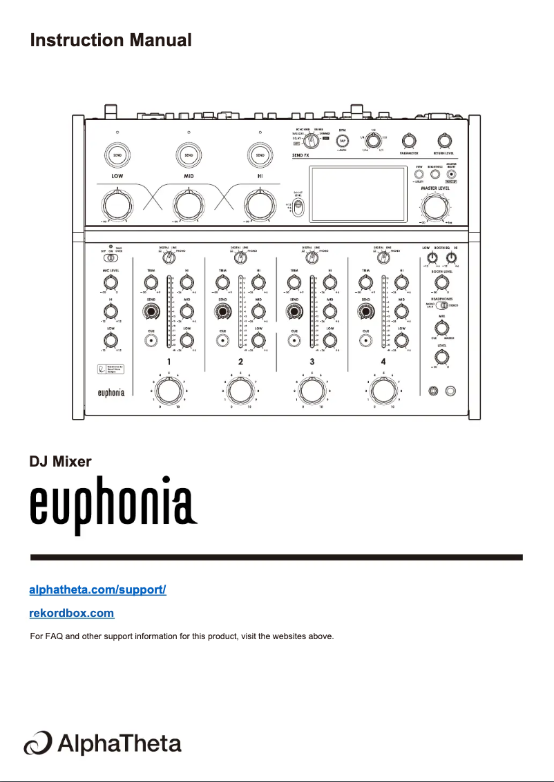 Page 1 of the manual User Manual AlphaTheta Euphonia