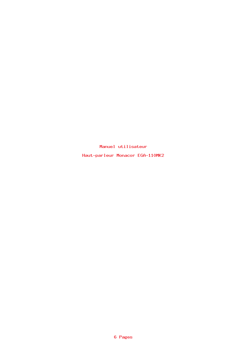 Page 1 de la notice Manuel utilisateur Monacor EGA-110MK2