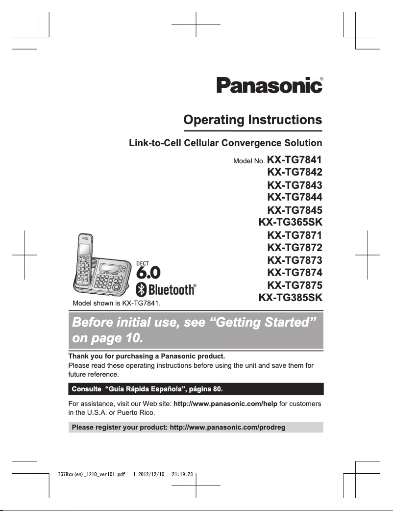 Página 1 del manual Manual de usuario Panasonic KX-TG7845