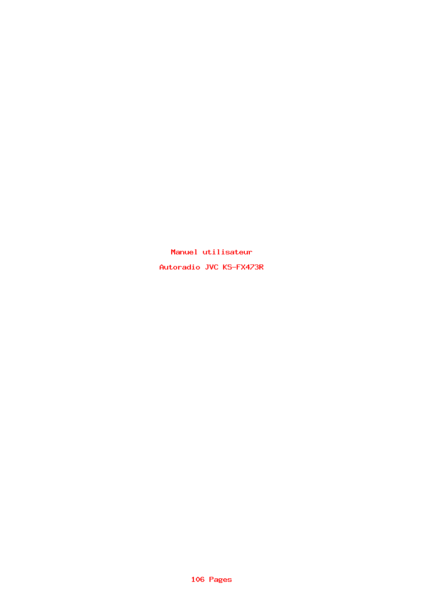 Page 1 de la notice Manuel utilisateur JVC KS-FX473R