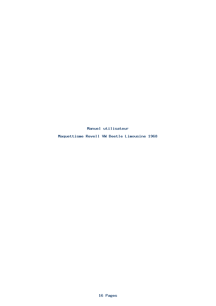 Page 1 de la notice Manuel utilisateur Revell VW Beetle Limousine 1968