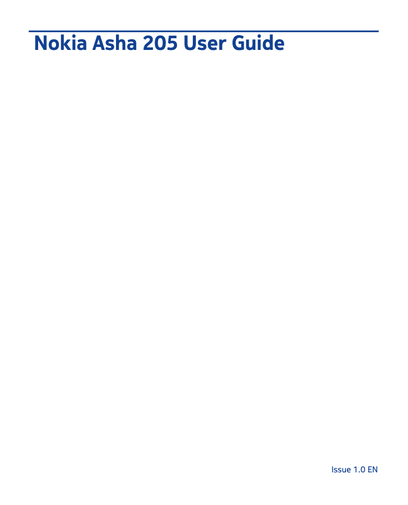 Page 1 de la notice Manuel utilisateur Nokia Asha 205
