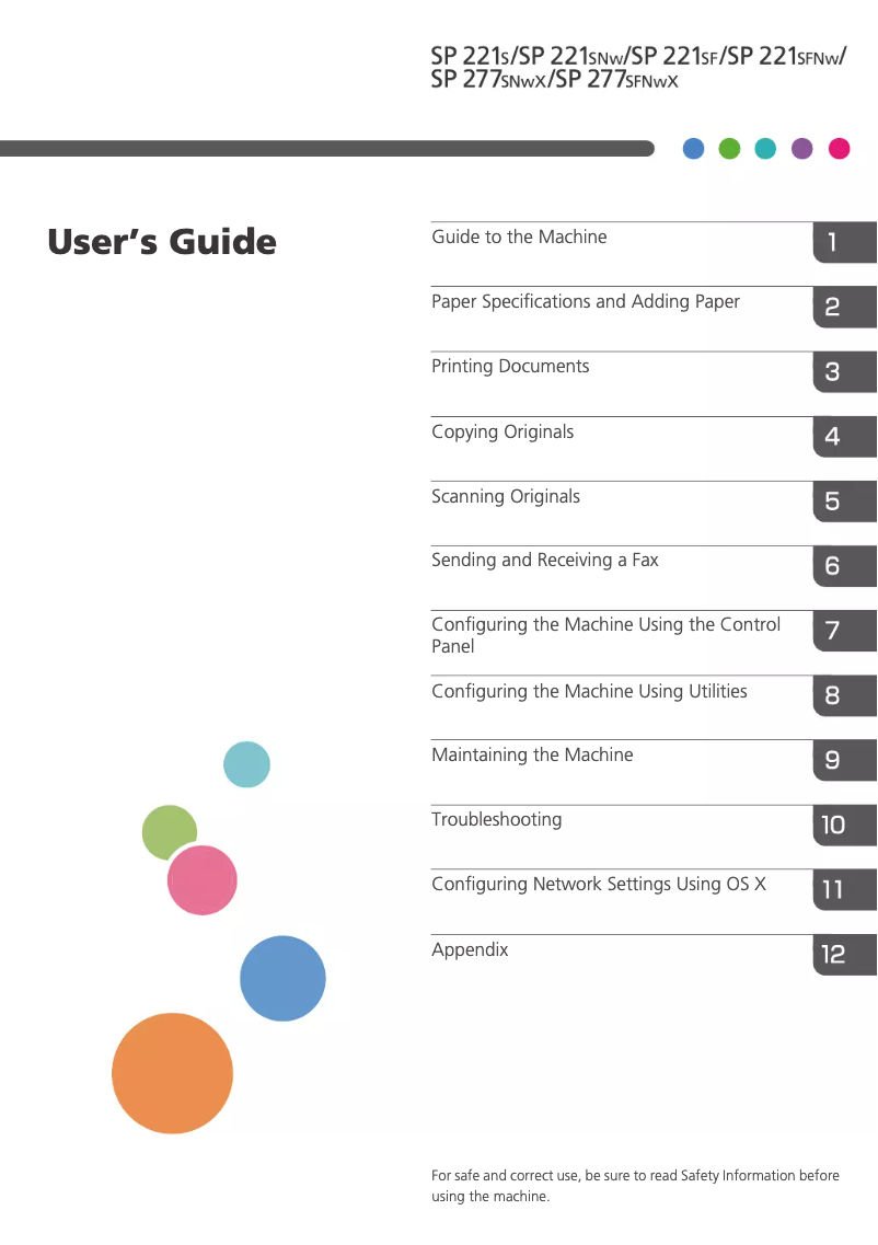 Page 1 de la notice Manuel utilisateur Ricoh SP 277SNWX