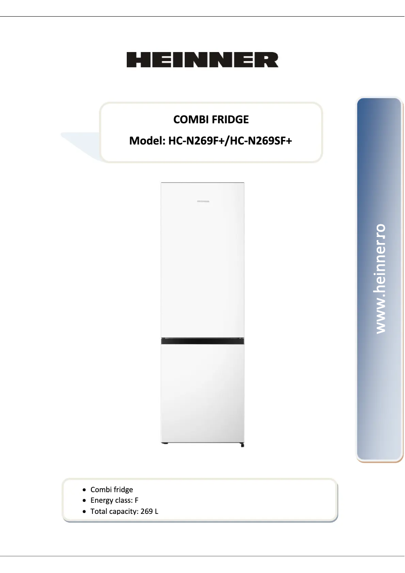 Page 1 de la notice Manuel utilisateur Heinner HC-N269F+