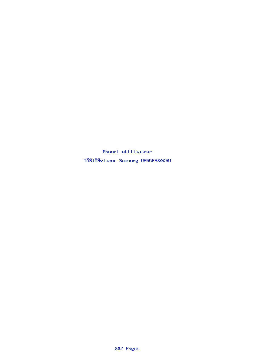 Page 1 de la notice Manuel utilisateur Samsung UE55ES8005U