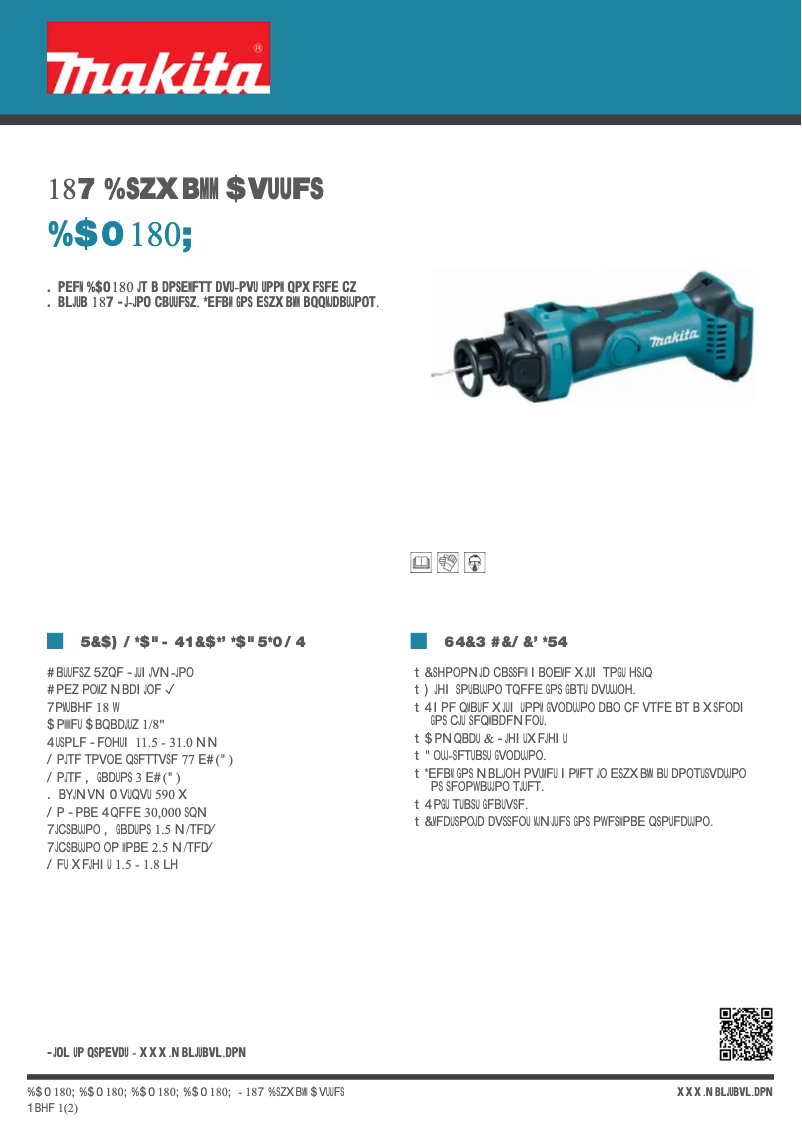 Page 1 de la notice Fiche technique Makita DCO180Z