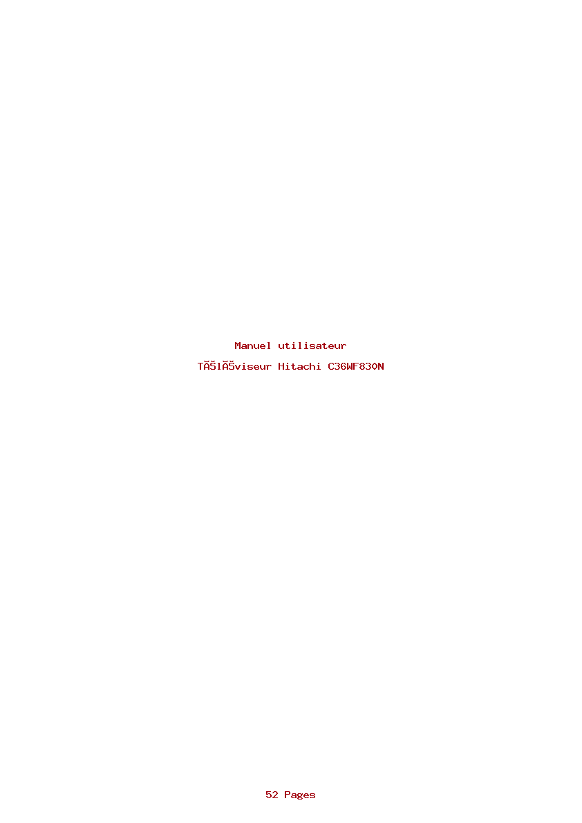 Page 1 de la notice Manuel utilisateur Hitachi C36WF830N