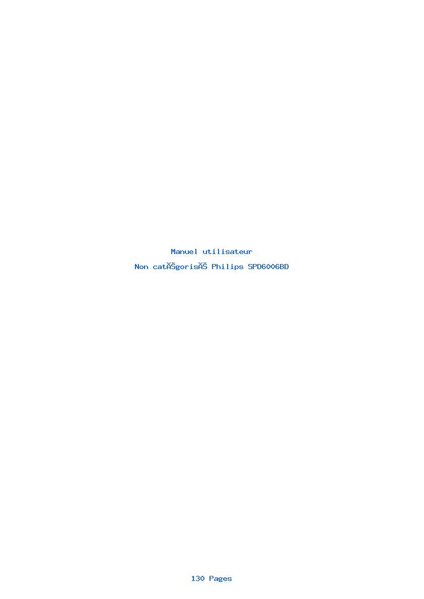 Page 1 de la notice Manuel utilisateur Philips SPD6006BD